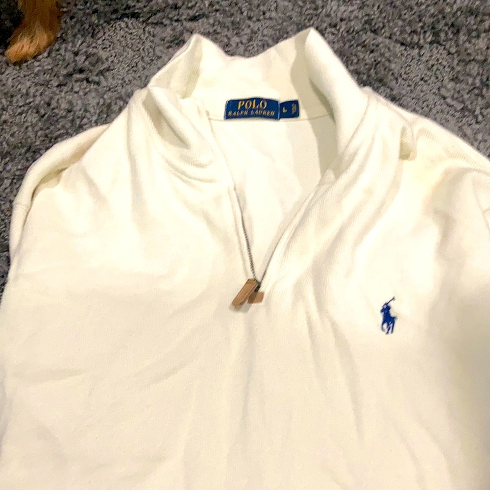 Polo Ralph Lauren  size men’s large half a zip long sleeve off white sweater